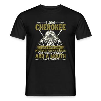Citation amérindienne Je suis Cherokee - T-shirt homme - noir - Devant - AI Model Male 178 light (178cm)
