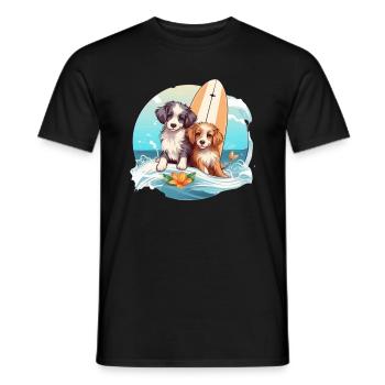 Deux chiens de surf - T-shirt homme - noir - Devant - AI Model Male 178 light (178cm)