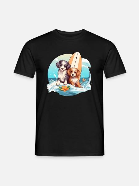Two surfing dogs - Men's T-Shirt - black