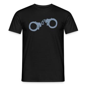 Handschellen - Männer T-Shirt - Schwarz - Vorne - AI Model Male 178 light (178cm)