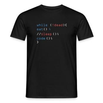 While Not Dead Eat Sleep Code programmer hacker - Men's T-Shirt - black - Front - AI Model Male 178 light (178cm)
