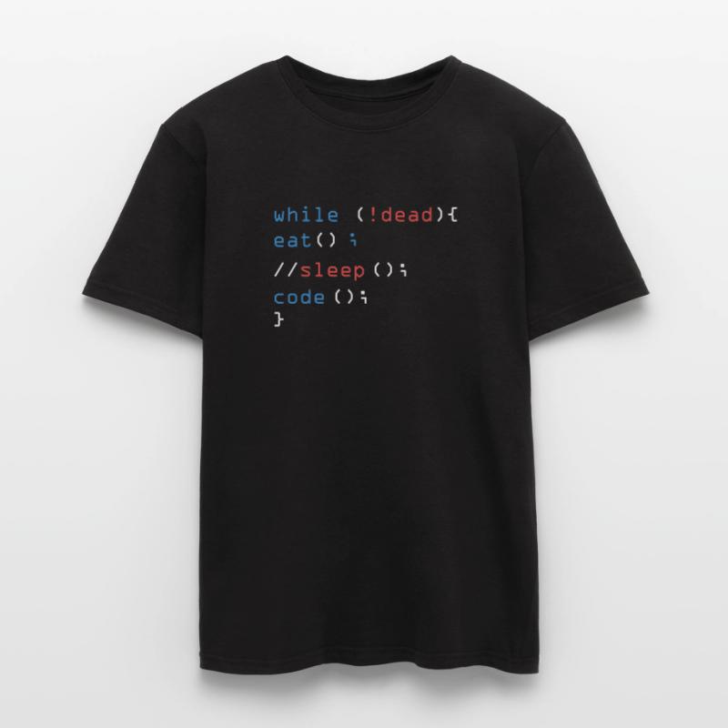 While Not Dead Eat Sleep Code programmeur pirate informatique T-shirt homme
