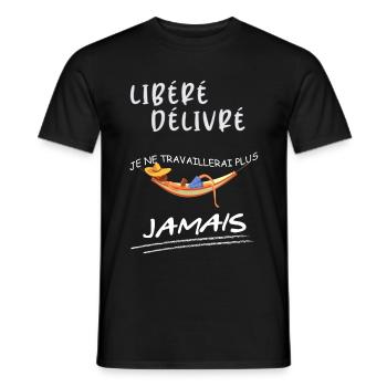 Homme retraite libéré délivré - T-shirt homme - noir - Devant - AI Model Male 178 light (178cm)
