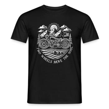 Chemise de moto vintage – Two Wheels Move the Soul - T-shirt homme - noir - Devant - AI Model Male 178 light (178cm)
