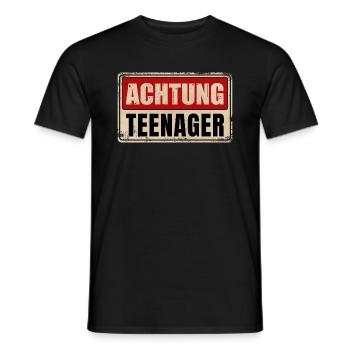 ACHTUNG TEENAGER - Männer T-Shirt - Schwarz - Vorne - AI Model Male 178 light (178cm)
