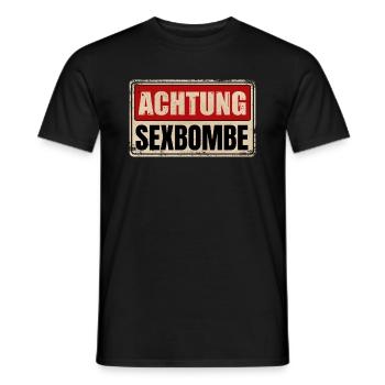 ACHTUNG SEXBOMBE - Männer T-Shirt - Schwarz - Vorne - AI Model Male 178 light (178cm)
