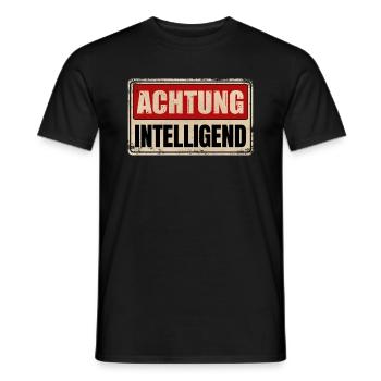 ACHTUNG INTELLIGEND - Männer T-Shirt - Schwarz - Vorne - AI Model Male 178 light (178cm)