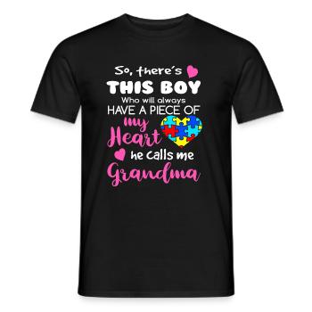 Ce garçon m'appelle sensibilisation à l'autisme de grand-mère - T-shirt homme - noir - Devant - AI Model Male 178 light (178cm)