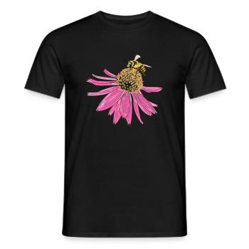Echinacea, coneflower, bee - Men's T-Shirt - black - Front - AI Model Male 178 light (178cm)