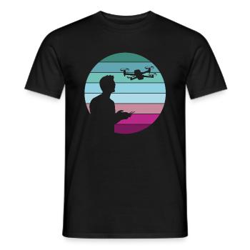 Drone Pilot Quadrocopter Gift Retro Vintage - Men's T-Shirt - black - Front - AI Model Male 178 light (178cm)