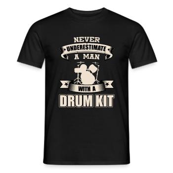 Drum Kit T-Shirt Gift Idea Christmas Funny - Men's T-Shirt - black - Front - AI Model Male 178 light (178cm)