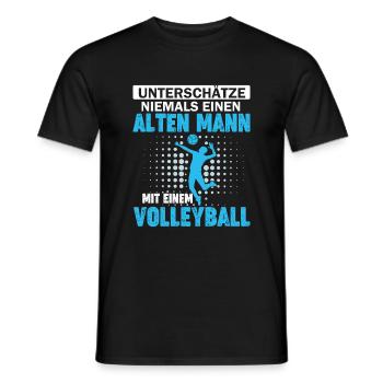 alter Mann mit einem Volleyball - Männer T-Shirt - Schwarz - Vorne - AI Model Male 178 light (178cm)