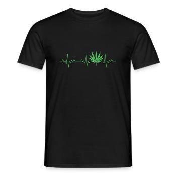 Cannabis heartbeat hemp hemp leaf - Men's T-Shirt - black - Front - AI Model Male 178 light (178cm)