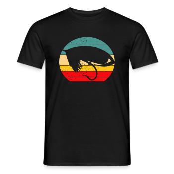 Vintage Fly Fishing Coucher de soleil - T-shirt homme - noir - Devant - AI Model Male 178 light (178cm)