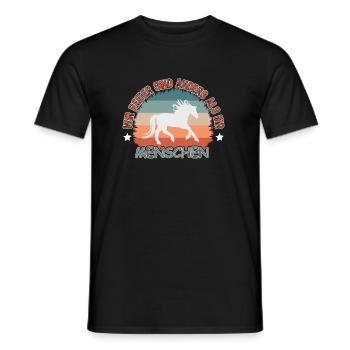 Wir Reiter sind anders als ihr Menschen Reiten - Männer T-Shirt - Schwarz - Vorne - AI Model Male 178 light (178cm)