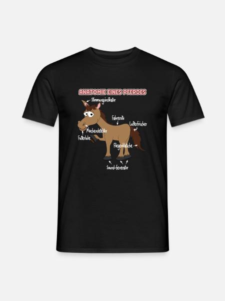 Anatomie eines Pferdes für Reiter Reitsport - Männer T-Shirt - Schwarz