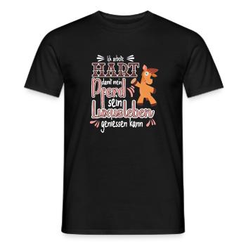 I work hard to make my horse for riders - Men's T-Shirt - black - Front - AI Model Male 178 light (178cm)
