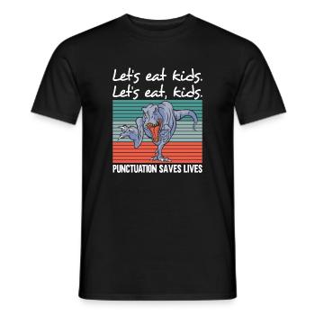 Dino Laisse manger les enfants Grammaire anglaise ponctuation - T-shirt homme - noir - Devant - AI Model Male 178 light (178cm)