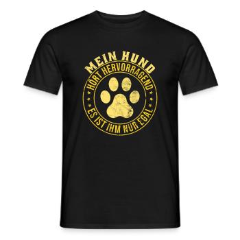 Mein Hund hört hervorragend es ist ihm nur egal - Männer T-Shirt - Schwarz - Vorne - AI Model Male 178 light (178cm)