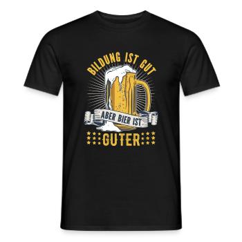 Bildung ist gut Bier ist guter für Biertrinker - Männer T-Shirt - Schwarz - Vorne - AI Model Male 178 light (178cm)