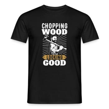 Chopping Wood looking Good for Lumberjacks - Men's T-Shirt - black - Front - AI Model Male 178 light (178cm)