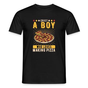 Pizza Maker Pizzaiolo Crust A Boy - Men's T-Shirt - black - Front - AI Model Male 178 light (178cm)