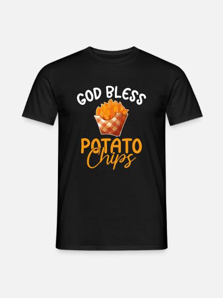 Kartoffelchips Geschenk - Männer T-Shirt - Schwarz