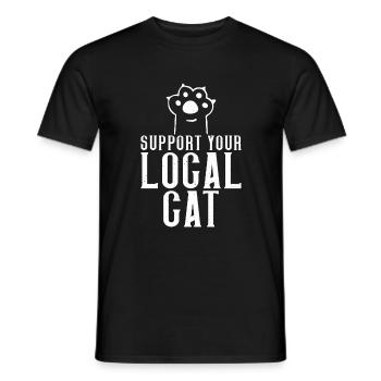 Cadeau Chat Propriétaire Chat Cadeau - T-shirt homme - noir - Devant - AI Model Male 178 light (178cm)