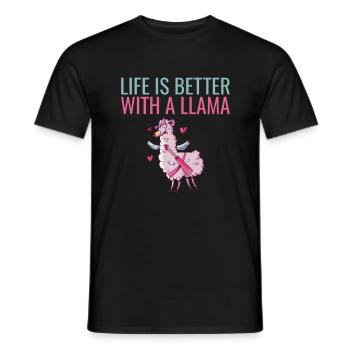 Llama Gift Llama Lover Gift - Men's T-Shirt - black - Front - AI Model Male 178 light (178cm)