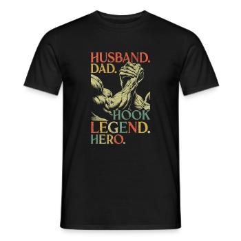 Arm Wrestling Husband Dad Hook Legend Hero - Men's T-Shirt - black - Front - AI Model Male 178 light (178cm)