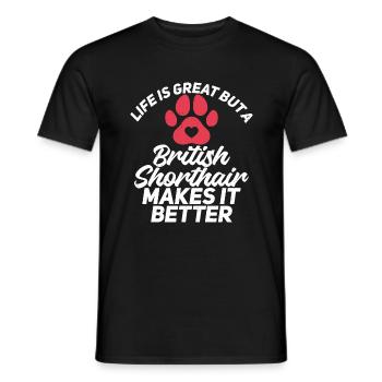 British Shorthair Gifts - Männer T-Shirt - Schwarz - Vorne - AI Model Male 178 light (178cm)