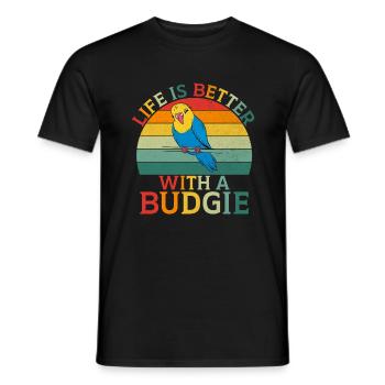 Budgie Gift - Männer T-Shirt - Schwarz - Vorne - AI Model Male 178 light (178cm)