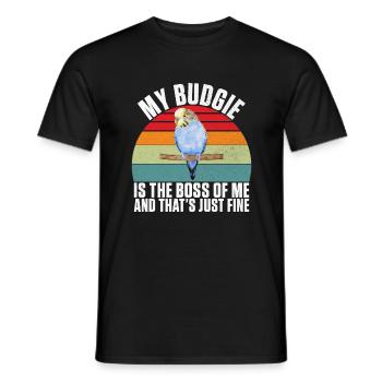 Budgie Gift - Männer T-Shirt - Schwarz - Vorne - AI Model Male 178 light (178cm)