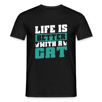 Cat Dad Gifts - Männer T-Shirt - Schwarz - Vorne - AI Model Male 178 light (178cm)