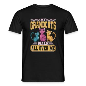 Cadeaux de grand-mère chat - T-shirt homme - noir - Devant - AI Model Male 178 light (178cm)