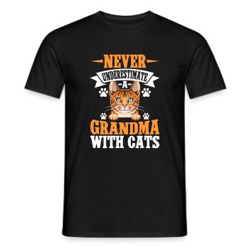 Cadeaux de grand-mère chat - T-shirt homme - noir - Devant - AI Model Male 178 light (178cm)