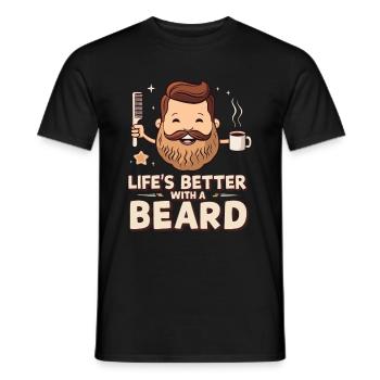 Life's Better with a Beard - Proud Beard Wearer - Men's T-Shirt - black - Front - AI Model Male 178 light (178cm)