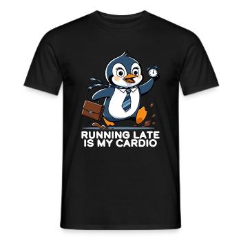 Pingouin en retard avec horloge - T-shirt homme - noir - Devant - AI Model Male 178 light (178cm)