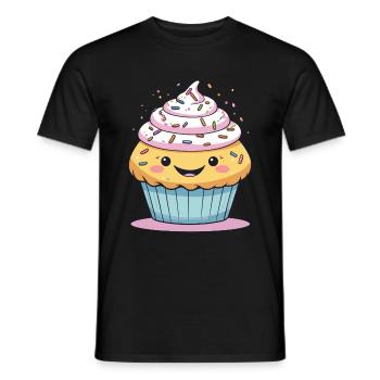 Cute Cupcake with Sprinkles - Kawaii Design - Men's T-Shirt - black - Front - AI Model Male 178 light (178cm)