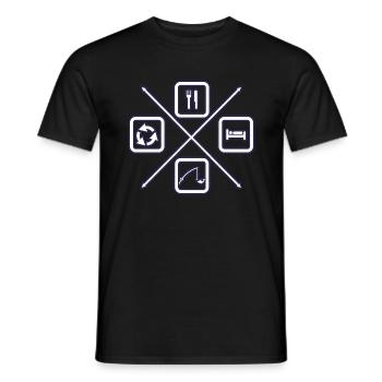The Life Cycle of a Fisherman, Fishing, Dad - Men's T-Shirt - black - Front - AI Model Male 178 light (178cm)