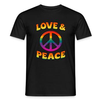 Love & Peace - Men's T-Shirt - black - Front - AI Model Male 178 light (178cm)
