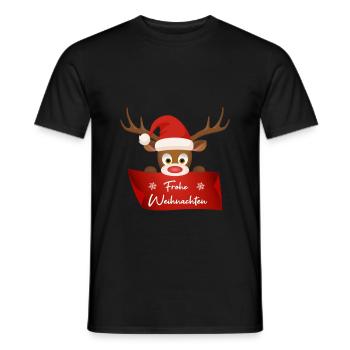Frohe Weihnachten Elch - Männer T-Shirt - Schwarz - Vorne - AI Model Male 178 light (178cm)