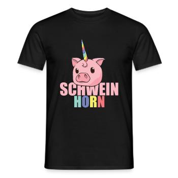 Déguisement de costume de cochon corne de licorne - T-shirt homme - noir - Devant - AI Model Male 178 light (178cm)