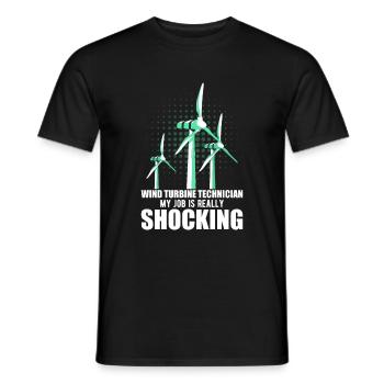 Wind turbine, wind power, wind energy - Men's T-Shirt - black - Front - AI Model Male 178 light (178cm)