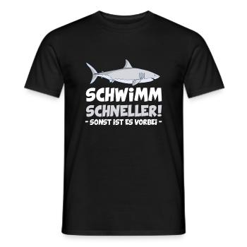 Schwimm Schneller Haifisch Hai Humor Sprüche - Männer T-Shirt - Schwarz - Vorne - AI Model Male 178 light (178cm)