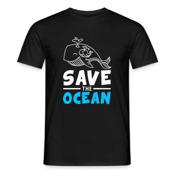 Whale Fish Life Environmental Protection Planet Ocean Sea - Men's T-Shirt - black - Front - AI Model Male 178 light (178cm)