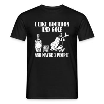 J’aime le bourbon et le golf et peut-être 3 personnes - T-shirt homme - noir - Devant - AI Model Male 178 light (178cm)