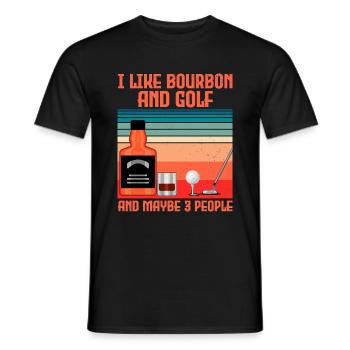 J’aime le bourbon et le golf et peut-être 3 personnes - T-shirt homme - noir - Devant - AI Model Male 178 light (178cm)