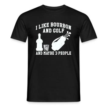 J’aime le bourbon et le golf et peut-être 3 personnes - T-shirt homme - noir - Devant - AI Model Male 178 light (178cm)