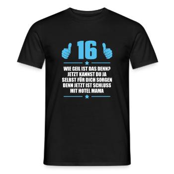 16er Eltern Sohn Idee 16. Geburtstag Geschenk - Männer T-Shirt - Schwarz - Vorne - AI Model Male 178 light (178cm)